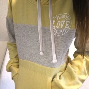 Yellow and gray “love” hoodie